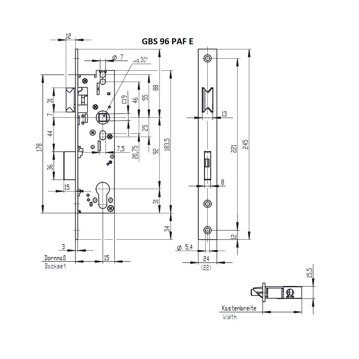 GBS 96 zamek panik do drzwi 1-skrzydłowych ECO Schulte